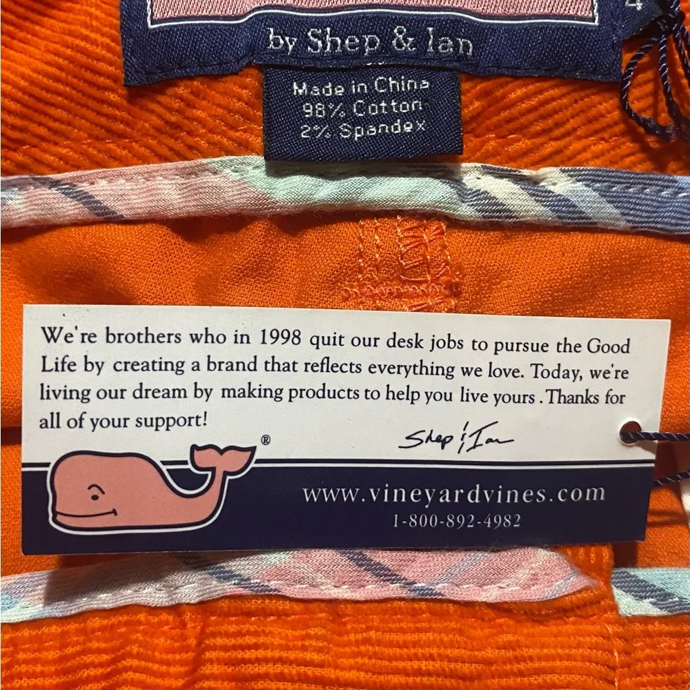 🔥 NWT Vineyard Vines Bright Orange Pants – Size 4 – 🍊corduroy 🔥 - Picture 2 of 8